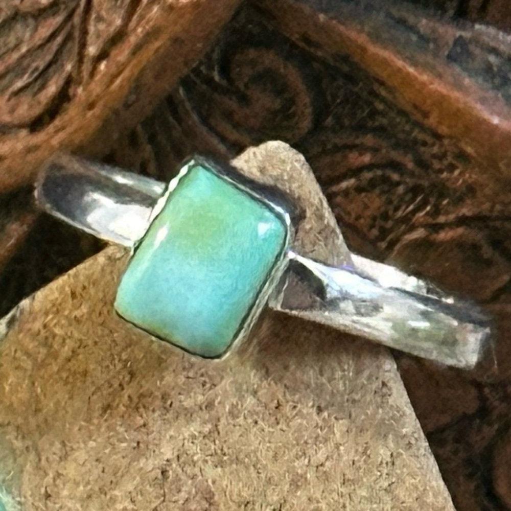 Sonoran Gold Blue Turquoise Dainty sterling silver ring